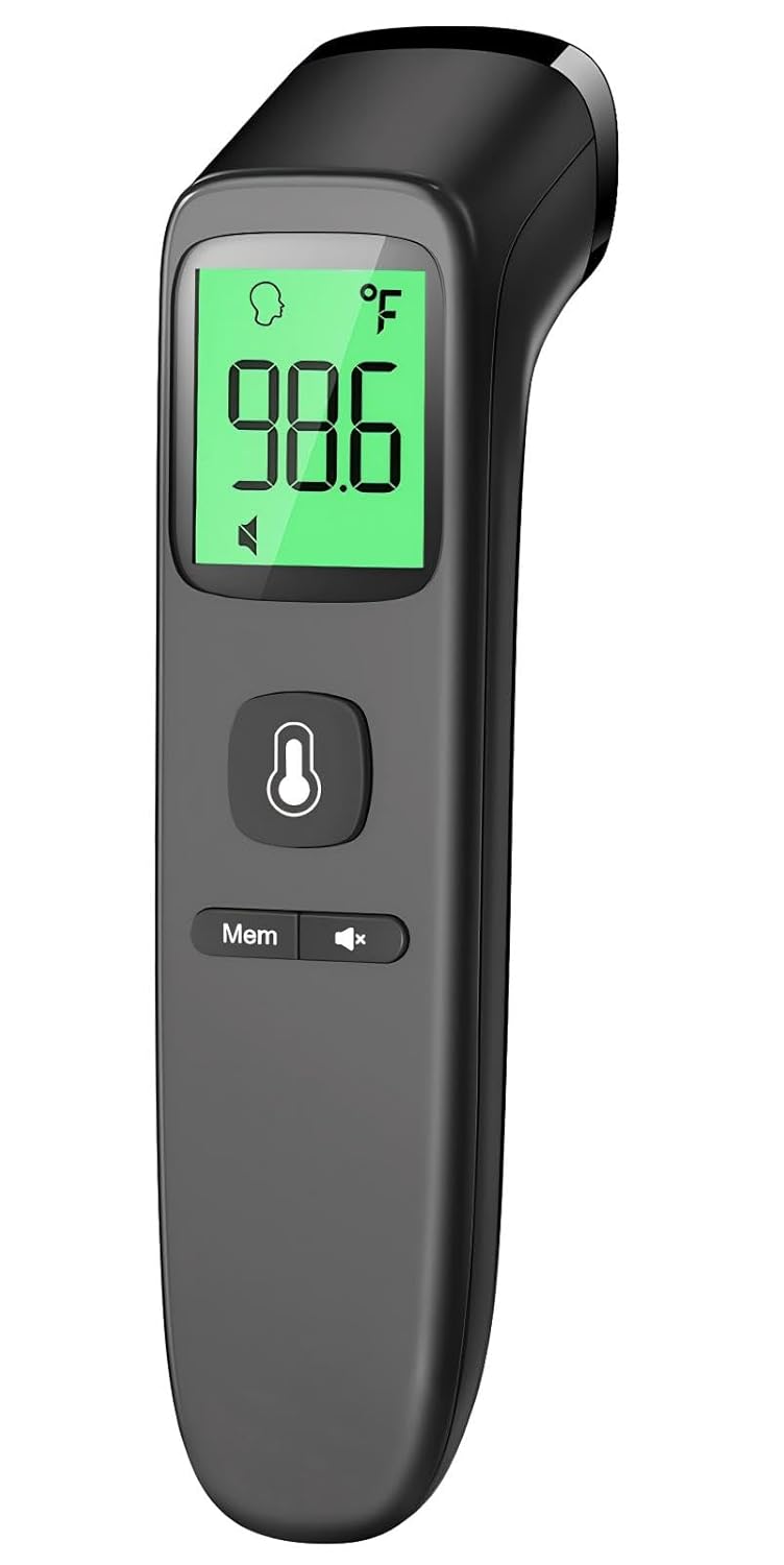 Viproud Forehead Thermometer for Adults and Kids, Fast Accurate Thermometer with Fever Alarm, 1S Reading & Silent Mode, Easy to Use for Baby, Kids & Elderly (Black) - Image 1